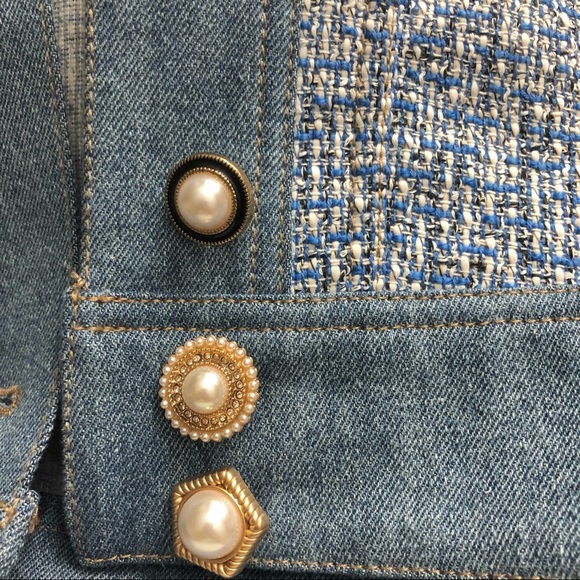 Cropped denim tweed jacket - Picture 4 of 7